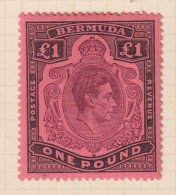 BERMUDA  - 1938-53 George VI Definitive Wmk Mult Crown CA £1 (SG121a) Hinged Mint - Bermudes