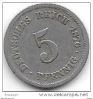 *empire 5 Pfennig 1876 J  Km 3    Fr+ - 5 Pfennig