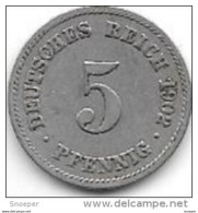 *germany Empire 5 Pfennig 1902 F  Km 11    Vf+ - 5 Pfennig