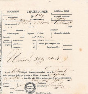 VIEUX PAPIERS NORMANDIE  76 SEINE MARITIME LAISSEZ PASSER AVRIL 1856 SEINE FLEUVE ROUEN LA BOUILLE 16 X 18 CM - Seals Of Generality