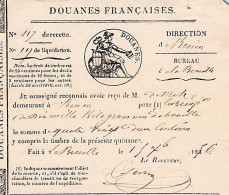 VIEUX PAPIERS NORMANDIE  76 SEINE MARITIME ROUEN LA BOUILLE QUITTANCE DOUANE HOUILLES 1856 - Seals Of Generality