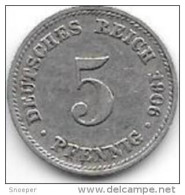 Empire 5 Pfennig 1906 D Km 11    Xf - 5 Pfennig