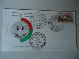 MADAGASCAR  MALGACHE  FDC  1959  ANNIVERSARIES FLAG - Sonstige & Ohne Zuordnung