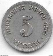 Empire 5 Pfennig 1913  D   Km 11    Xf - 5 Pfennig