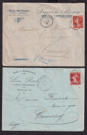 DDFF 406 -- VINS FRANCE - 2 X Enveloppe TP Semeuse 1909/12 - Entete Lucien Roux à GRAY Et ST GILLES Du GARD - Vins & Alcools