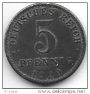 *empire 5 Pfennig  1920  A   Km  19    Xf+ - 5 Pfennig