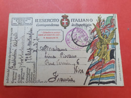 Italie - Carte Fm Pour Nice En 1918 Avec Cachet De Censure - D 418 - Militaire Post (PM)