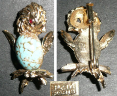 Rare Ancien Bijou, Broche En Métal Doré, Oiseau Oisillon, P & M Paris - Brooches