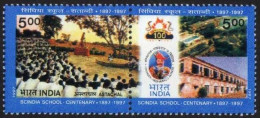 INDIA 1997 100 YEARS OF SCINDIA SCHOOL SE-TENENT PAIR COMPLETE SET MNH RARE - Neufs