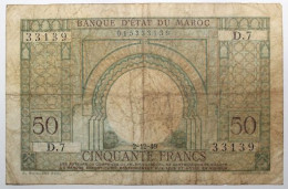 Maroc - 50 Francs - 1949 - PICK 44 - TB - Marokko