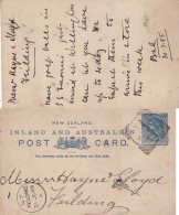 NEW ZEALAND 1895 POSTCARD SENT TO FIELDING - Storia Postale