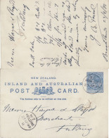 NEW ZEALAND 1895 POSTCARD SENT TO FIELDING - Covers & Documents