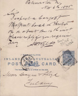 NEW ZEALAND 1895 POSTCARD SENT TO FIELDING - Cartas & Documentos