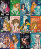 SERIE COMPLETA DE 12 TARJETAS DE CHINA DE HOROSCOPOS (ZODIACO-HOROSCOPO) MANGA - Dierenriem