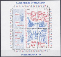 Saint-Pierre Et Miquelon 1989 BF N° 3 NMH ** Philexfrance 89 (Jf) - Blocks & Sheetlets