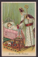 CPA Saint Nicolas Père Noël Santa Claus Gaufré Embossed Circulé - Nikolaus