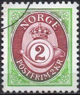 NORWAY 1992 Posthorn. 2Kr Green & Brownish Purple - Oblitérés