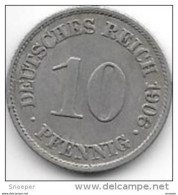 Empire 10  Pfennig  1906  A   Km  12    Vf+ - 10 Pfennig