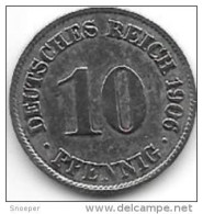 Empire 10  Pfennig  1906  D   Km  12    Xf - 10 Pfennig