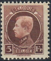 BELGIO 1924 EFFIGE RE ALBERTO I TIPO MONTENEZ 5 F. ROSSO BRUNO MNH/** - 1921-1925 Petit Montenez