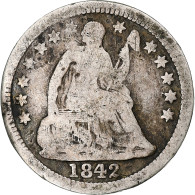 Monnaie, États-Unis, Half Dime, 1842, U.S. Mint, New Orleans, B+, Argent - Medios  Dimes