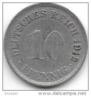 Empire 10 Pfennig 1912 F  Km 12  Xf - 10 Pfennig