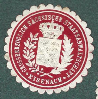 Cachet De Fermeture   -  Allemagne  -  Eisenach - Grossberzoglich Sachsischer  Staatanwaltschaft - Cachets Généralité