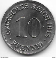 Empire 10 Pfennig 1914 A  Km 12  Xf - 10 Pfennig