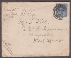 1899 Envelope From Liverpool To ANGOLA With 1887 2 1/2d Jubilee Tied By Bottle, Liverpool Double Circle Ds, Rare - Lettres & Documents