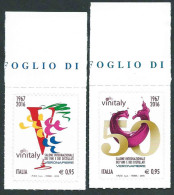 Italia, Italy, Italie, Italien 2016; Vinitaly A Verona: Logo Storico + Lettera "V", Serie Completa, Bordo Superiore. - Vins & Alcools