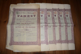 6X Société Minière Et Métallurgique Du Tambov 250 Francs Complet 1899 - Russie