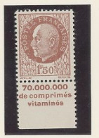 BANDE PUB -N°517  - N**  -PUB SECOURS NATIONAL MAURY N°256 - Unused Stamps