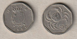 00624) Malta, 5 Cents 1991 - Malte