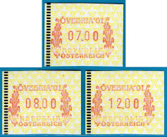 2001 Österreich Austria Automatenmarken ATM 5 "ÖVEBRIA 01" Satz 7.0/8.0/12.0 ** / Frama Vending Machine - Machine Labels [ATM]