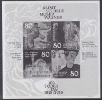 AUSTRIA(2018) Moser. Klimt. Wagner. Schiele. Black Print Of S/S. Viennese Modernist Artists. - Proofs & Reprints