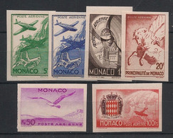 MONACO - 1933 - Poste Aérienne PA N°YT. 2 à 7 - Série Non Dentelée / Imperf. - Neuf Luxe ** / MNH / Postfrisch - Varietà