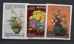 MONACO - 1973 - N°YT. 948 à 950 - Fleurs / Flowers - Non Dentelés / Imperf. - Neuf Luxe ** / MNH / Postfrisch - Variétés