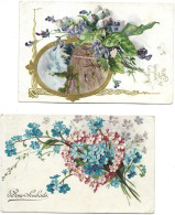 2 Cp  "souhaits "  Fleurs Oblit EYJEAUX  Et DOMPIERRE  1906  HAUTE VIENNE - Autres & Non Classés