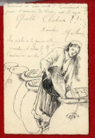 FEMME AU TRAVAIL   -   DESSIN  REALISEE SUR CARTE POSTALE  -   NON SIGNEE   ORIGINAL 1904 - Zeichnungen