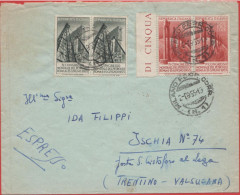 ITALIA - Storia Postale Repubblica - 1955 - 2x 25 + 2x 60 4º Congresso Mondiale Del Petrolio A Roma- Viaggiata Da Milano - Express/pneumatic Mail