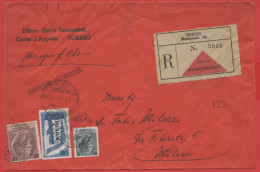 ITALIA - Storia Postale Repubblica - 1956 - 60 Europa Cept + 5 Siracusana + 100 Alti Valori - Manoscritti Raccomandati C - Express/pneumatic Mail