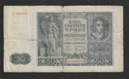 Polonia - Banconota Circolata Da 50 Zloty P-102 - 1941 #17 - Pologne