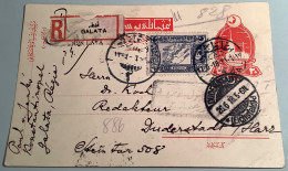 Turkey GALATA 1918 Scarce REGISTERED & CENSORED Postal Stationery Card>Duderstadt Harz - Postal Stationery