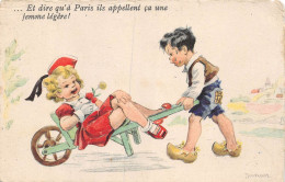 PIE-23-GOLL. 7512 : CARTE ILLUSTREE. HUMOUR. JANSER. FEMME LEGERE EN BROUETTE - Janser