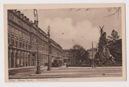 Italy Italia TORINO, Piazza Statuto-Monumento Al Frejus, Buildings, Electric Tram, View Vintage Photo Postcard (66779) - Transport