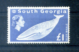 1963-69 FALKLAND Georgia Del Sud N.23 MNH ** 1£. Blue Whale, Oltremare - Géorgie Du Sud