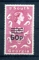 1971 FALKLAND Georgia Del Sud N.38 MNH ** 50p. Su 10s. Rosa Carminio - Südgeorgien