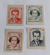 N° 334 B à 337 B       Croix Rouge  -  Princesse Charlotte Et Prince Rainier III  -  Non Dentelés - Usati