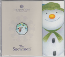 UK 50p Coin 2023 Snowman - Brilliant Coloured Uncirculated BU In Royal Mint Pres/Pack - 50 Pence