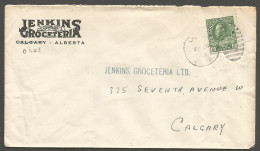 1929 Jenkins Groceteria Advertising Corner Card Cover 2c Admiral Duplex Olds Alberta AB - Histoire Postale